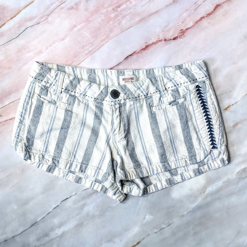 Mossimo Blue Striped Low Rise Short Shorts